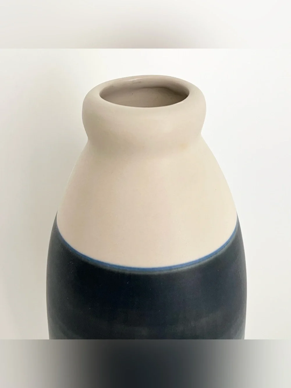 Ceramic Pottery Vase Jug from Thailand Denim Blue Minimalist Beachy Coastal